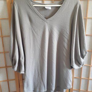 LULAROE RENEE TOP BALLOON SLEEVES GRAY OVERSIZED TUNIC WOMENS SIZE L 14-16